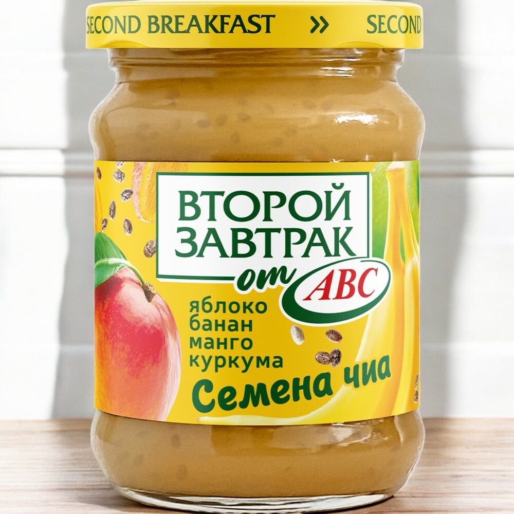 Десерт фруктовый “Второй завтрак” из яблок,бананов и манго с семенами чиа и куркумой 250 г