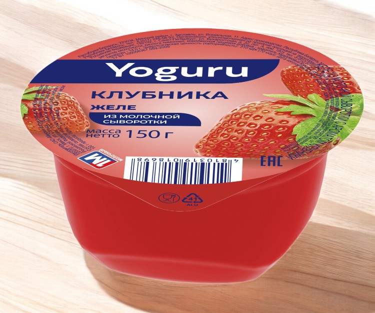 Желе на осн. мол. сыворотки стакан 150гр клубника
