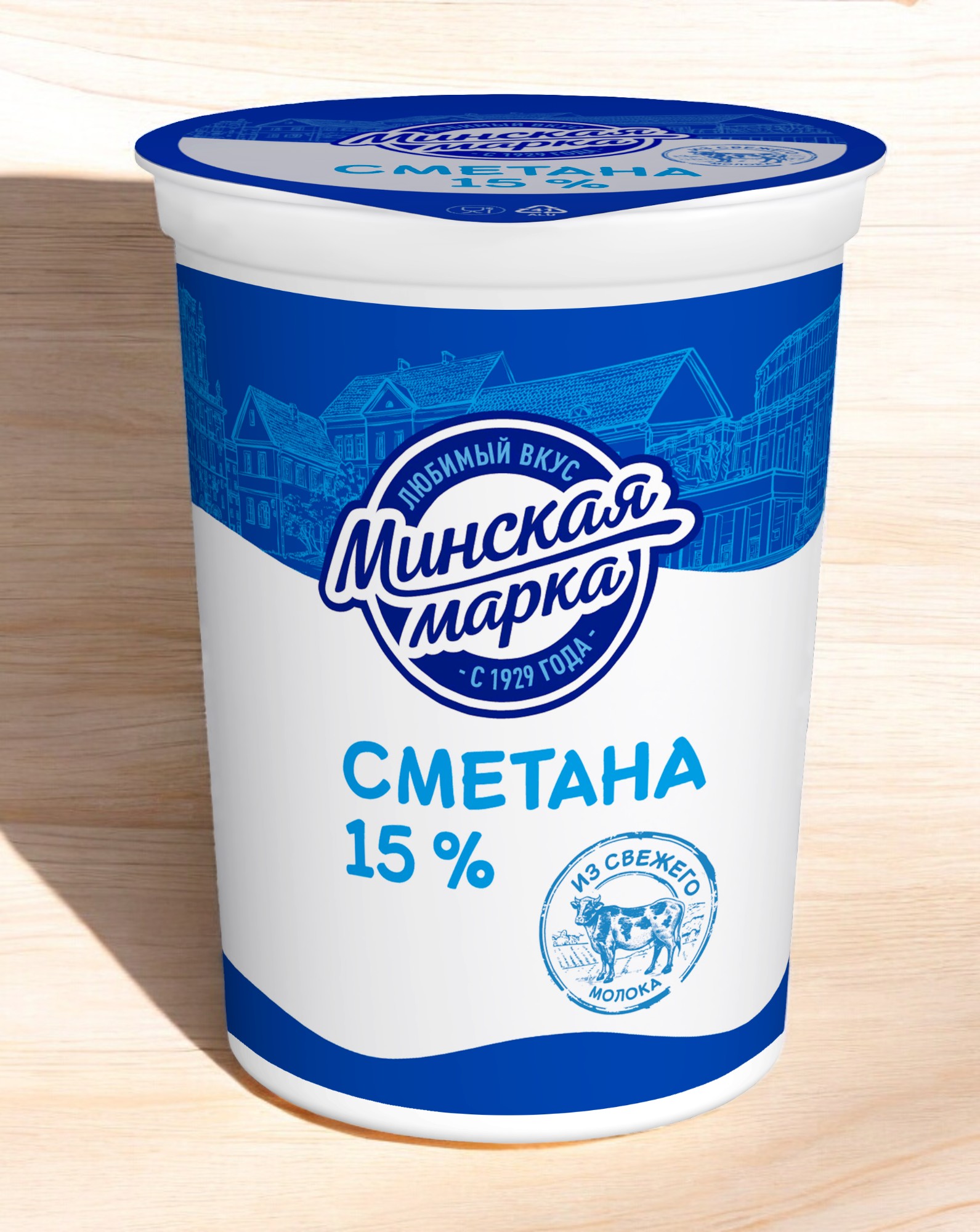 Сметана “Минская марка” 15% стакан 380гр