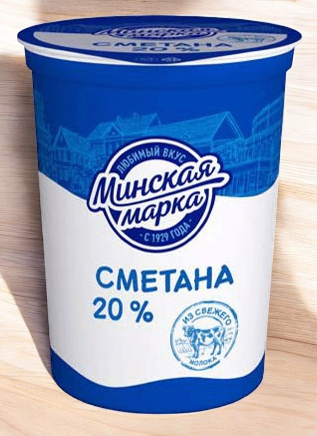 Сметана “Минская марка” 20% пласт. стакан 380гр