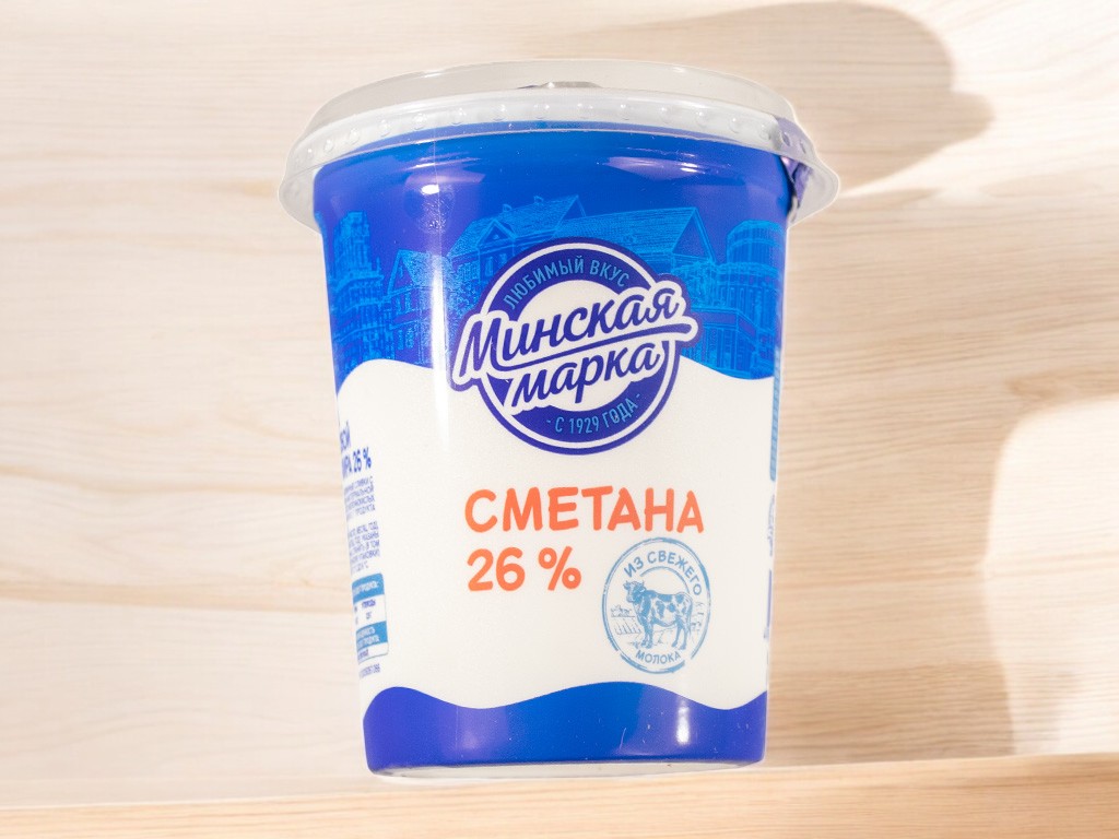 Сметана “Минская марка” 26% пласт. стакан 380гр