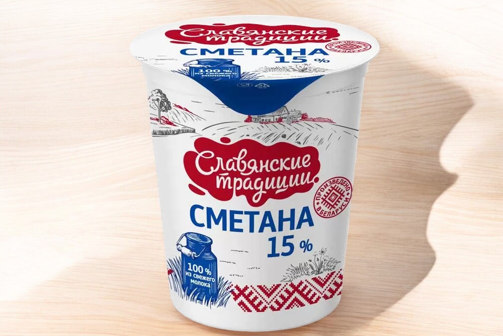 Сметана “Слав. традиции” 15% стакан 380гр Sacmi