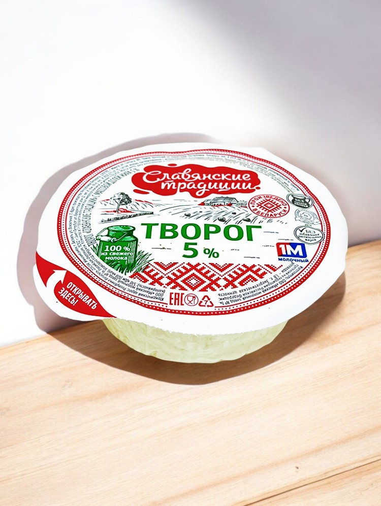 Творог “Славянские традиции” 5% т/усадка 355гр шайба