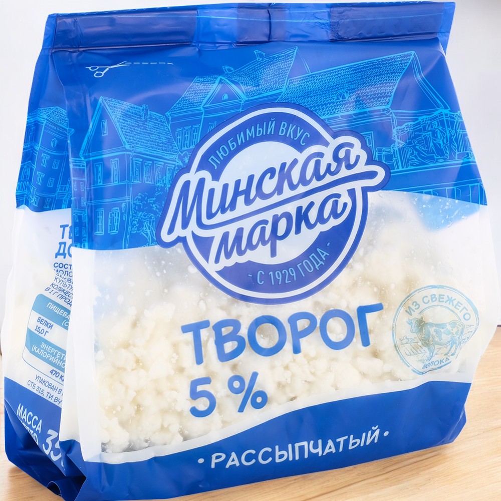 Творог рассыпчатый “Минская марка” 5% пакет 350гр