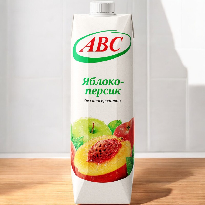 Нектар яблочно-персиковый с мякотью стер. “АВС” 1л 1*12