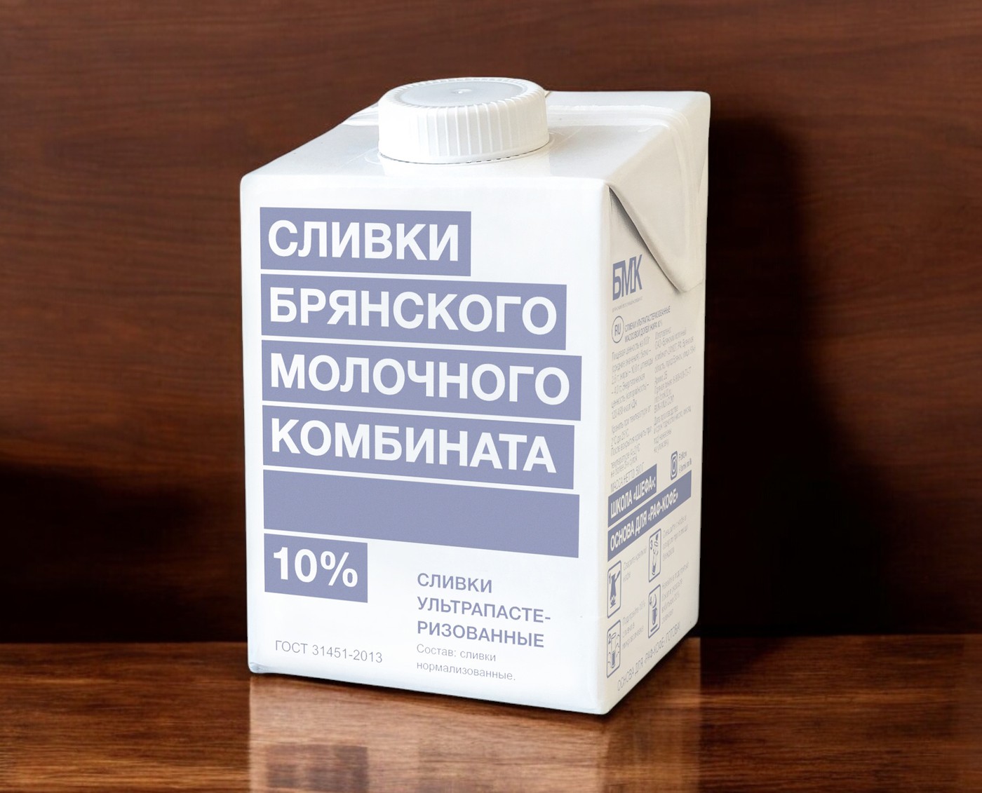 Сливки “БМК” ультрапастеризованные 10% ТБА С/К 500г 1*12(1248)