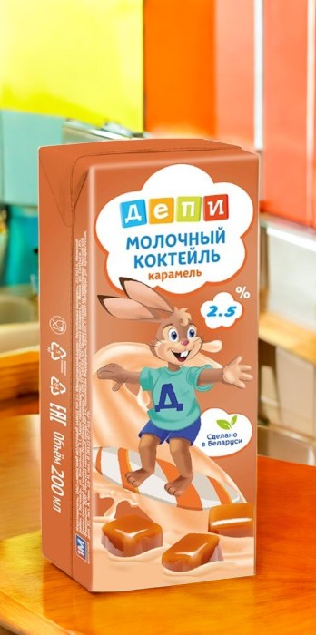 Коктейль молочный “ДЕПИ” карамель стерилизованный 2,5% ТБА 210г ММЗ№1 1*24(2448)