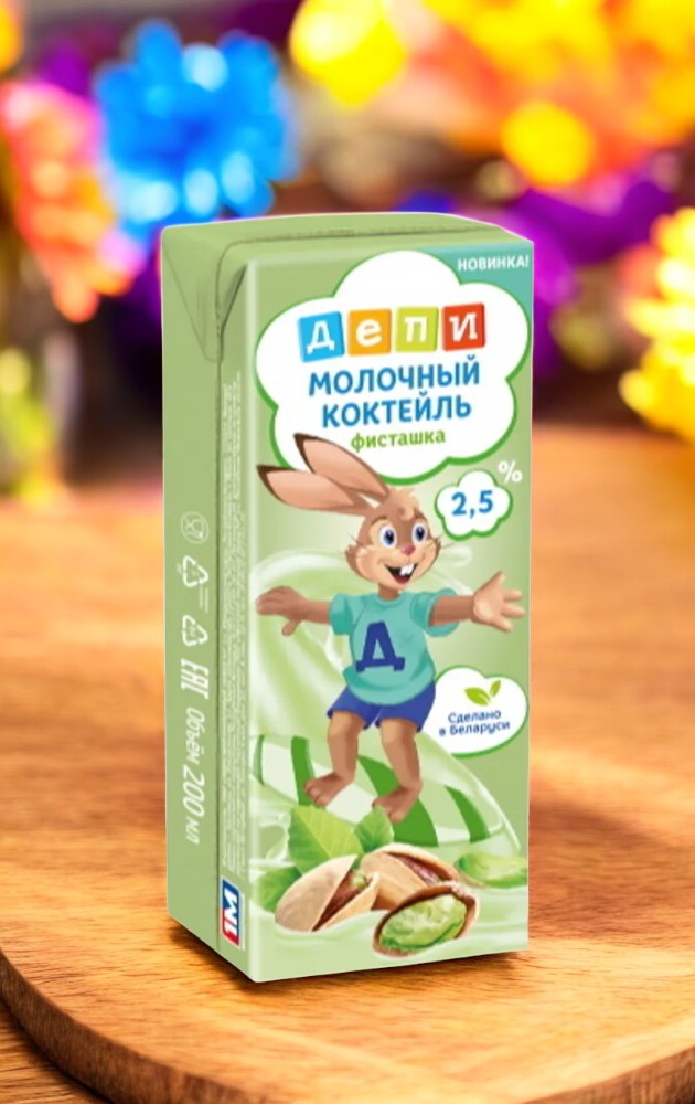 Коктейль молочный “ДЕПИ” фисташка стерилизованный 2,5% ТБА 210г ММЗ№1 1*24(2448)
