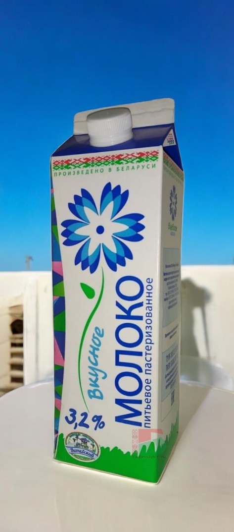 Молоко “Витебск” ВКУСНОЕ пастеризованное 3,2% фин-пак 950мл 1*16