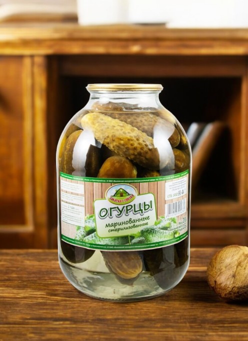 Огурцы маринованные стер. 3кг с лимонной кислотой “Быховский” 1*4