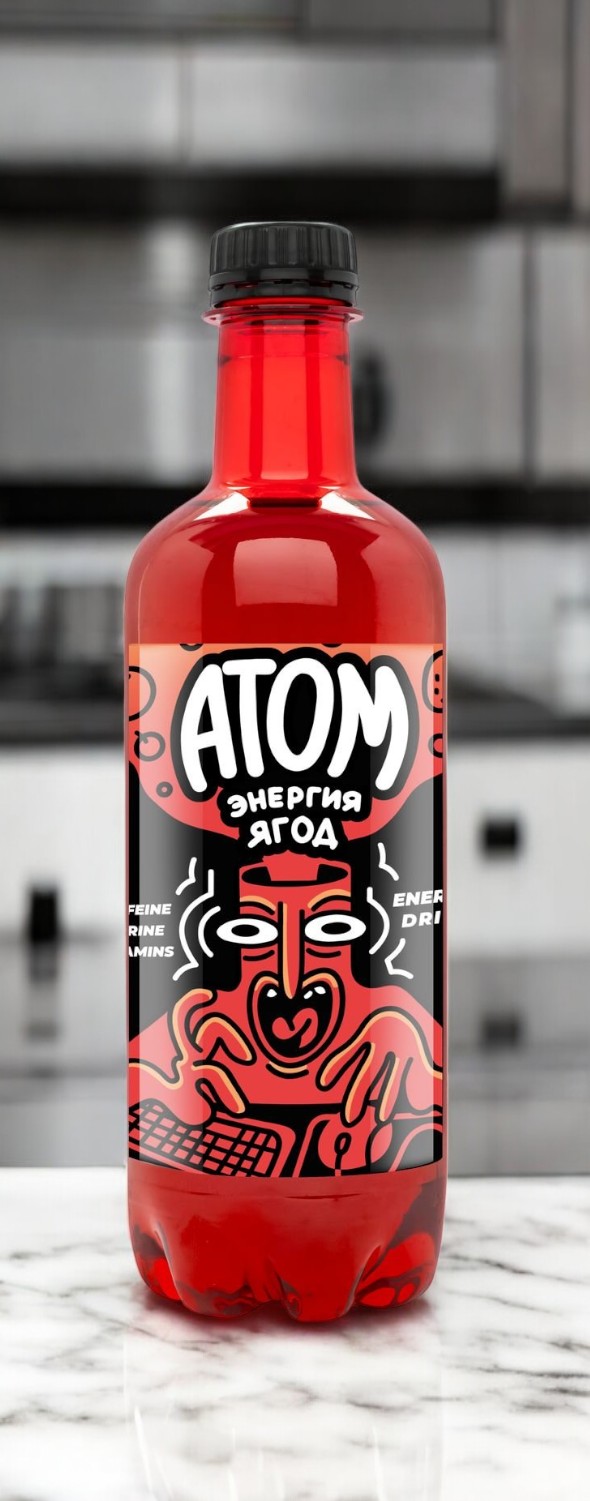 Напиток безалкогольный ароматизированный энергетический газ. “Атом” “Рэд” 0,5л 1*12