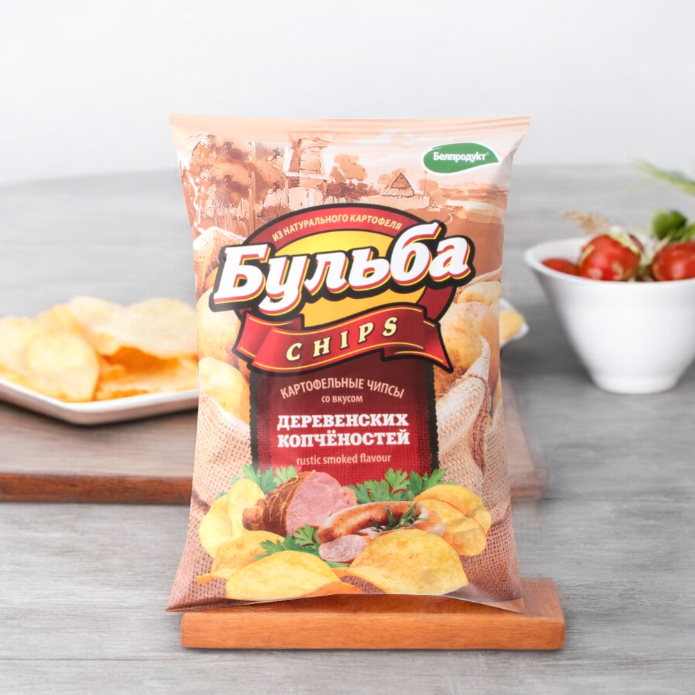 Чипсы из сырого картофеля “Бульба chips” со вкусом деревенских копченостей 75 г 1*25