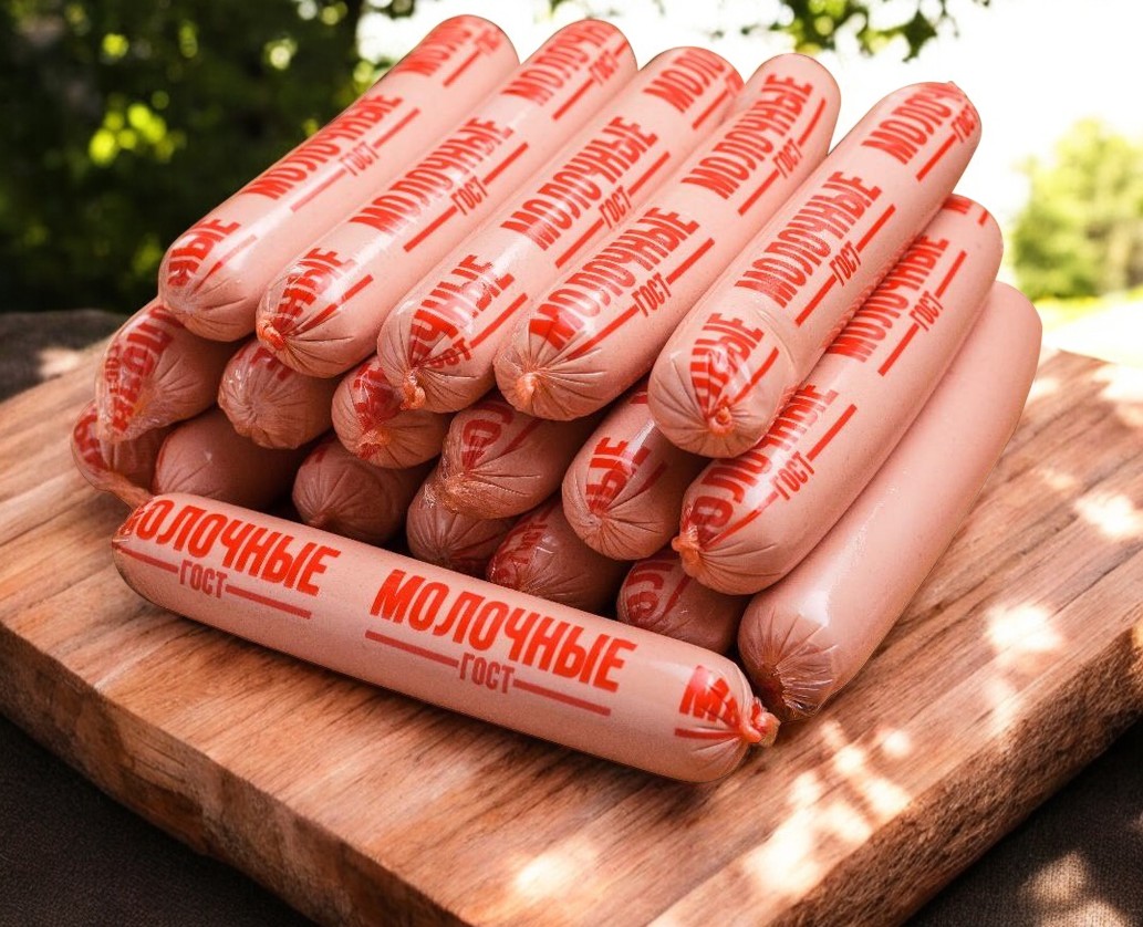 Сосиски “Молочные” п/а  мясное изд. кат.Б ТМ “ПА БЕЛАРУСКУ”~1,1-1,3кг/10 кг