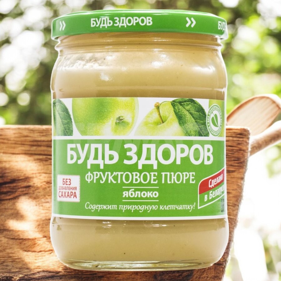 Пюре АВС 450г яблочное стерил. Будь здоров! ст/бан.(г.Гродно)/6шт