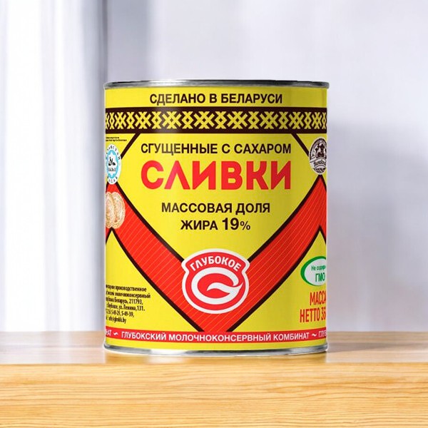 Сливки сгущенные с сахаром м.д.ж. 19% ж/б 360 гр/30шт (М)