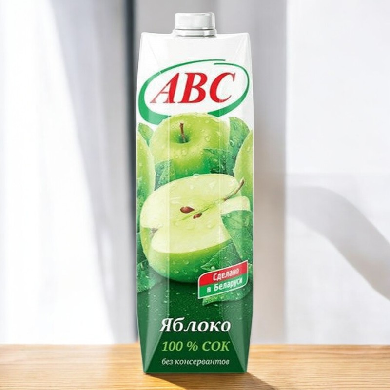 СОК/1,0 Л/ Яблочный сок восстан. осв. стерил. АВС 1л (г.Гродно)/12шт (М)