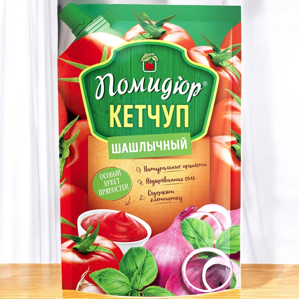 Кетчуп “Шашлычный” категория “Первая” т.з. “Помидюр” Дой-Пак 270 г/16 ШТ