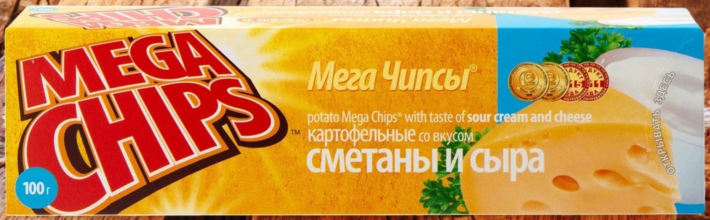 Мегачипсы картофельные вкус СМЕТАНЫ и СЫРА 100 г./25 шт