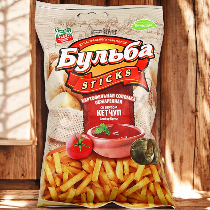 Соломка вкус КЕТЧУПА, из цельн.картофеля обжар. “Бульба sticks” 75г./20 шт