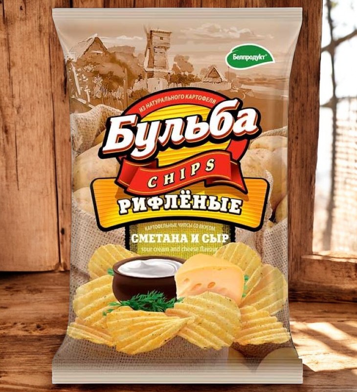 Чипсы из сырого картофеля “Бульба chips” вкус СМЕТАНЫ и СЫРА 75г./25 шт