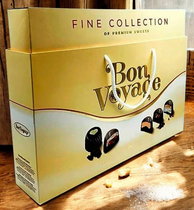 Набор конфет “Bon Voyage” premium (“Бон Вояж” премиум) БЕЖЕВАЯ короб. 0,37кг (6 шт) кор (Арт. 258/Б)