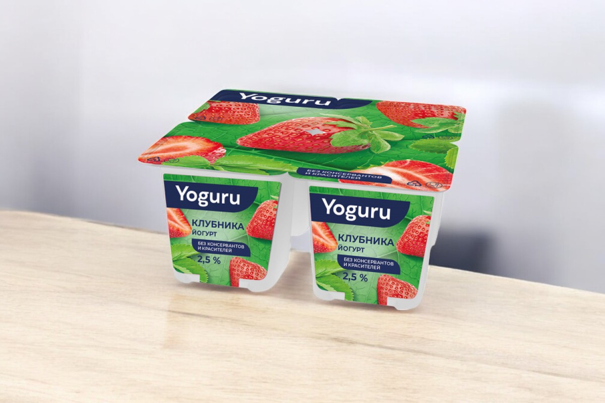 Йогурт “YOGURU” 2,5% стакан 125 г клубника/24шт БЗМЖ (М)