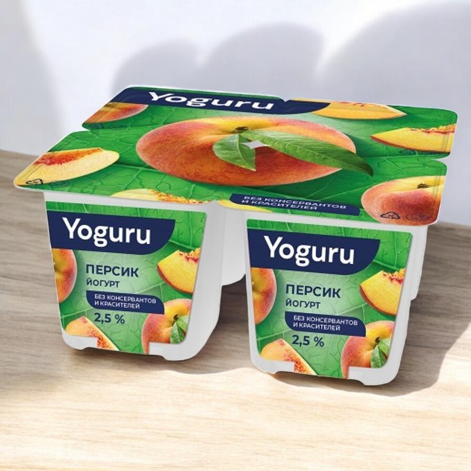 Йогурт “YOGURU” 2,5% стакан 125 г персик/24шт БЗМЖ (М)