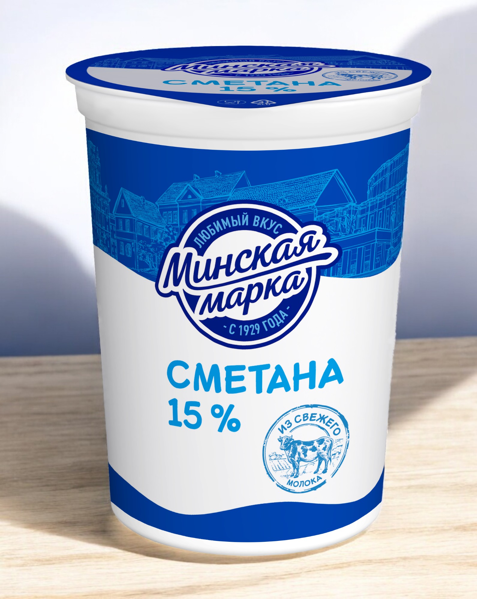 Сметана “Минская марка” 15,0% стакан 380 г БЗМЖ/12шт (М)