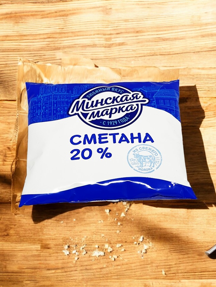 Сметана “Минская марка” 20,0% пленка 400 г/15шт БЗМЖ (М)