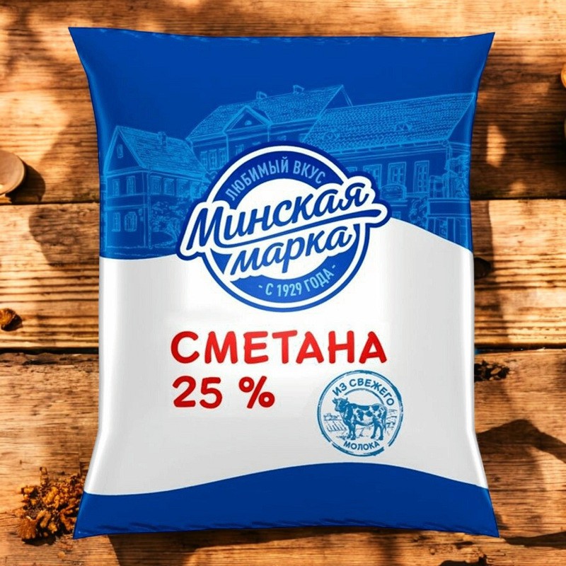 Сметана “Минская марка” 25,0% пленка 400 г БЗМЖ/15шт (М)