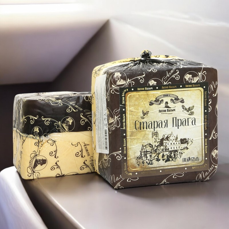 Сыр “Старая Прага” со вкусом топл.молока45%кубик,ТМ Антон Палыч (Молодеч.МК)БЗМЖ~1,6-2,0 кг/16кг(М)