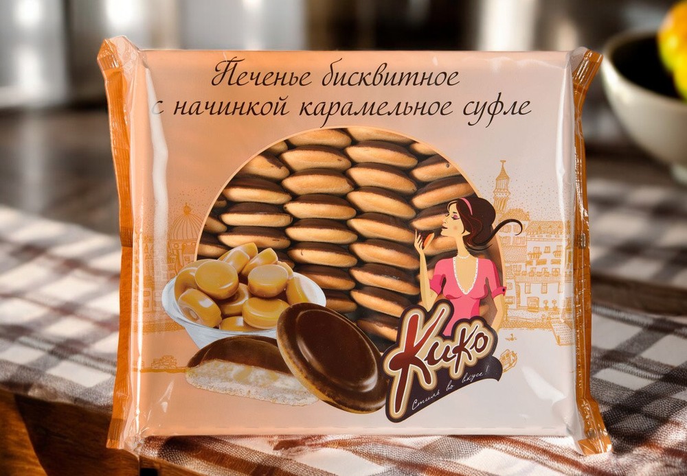 печенье Три Чуда бисквитное с начинкой ВАНИЛЬНОЕ СУФЛЕ “КиКо” 1,1кг