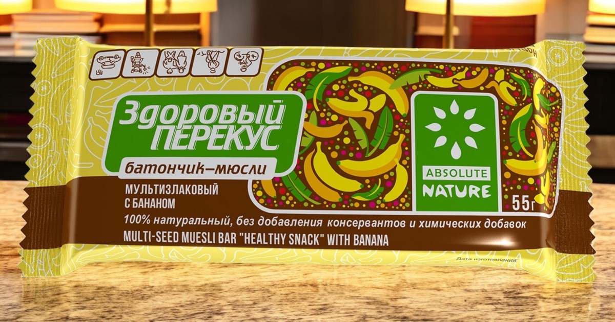батончик ЛГ мюсли “Здоровый перекус “С бананом” 0,055*20=1,1кг (4блока в кор.)
