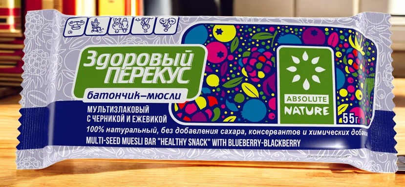 батончик ЛГ мюсли “Здоровый перекус “Чернично-ежевичный” 0,055*20=1,1кг  (4блока в кор.)