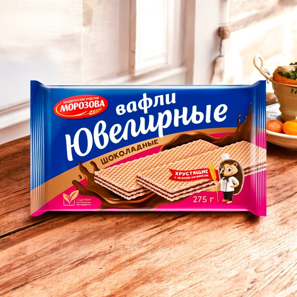 вафли Морозова с начинкой “Ювелирные” брауни 275гр  ПОШТУЧНО! (12 шт  в корб. )