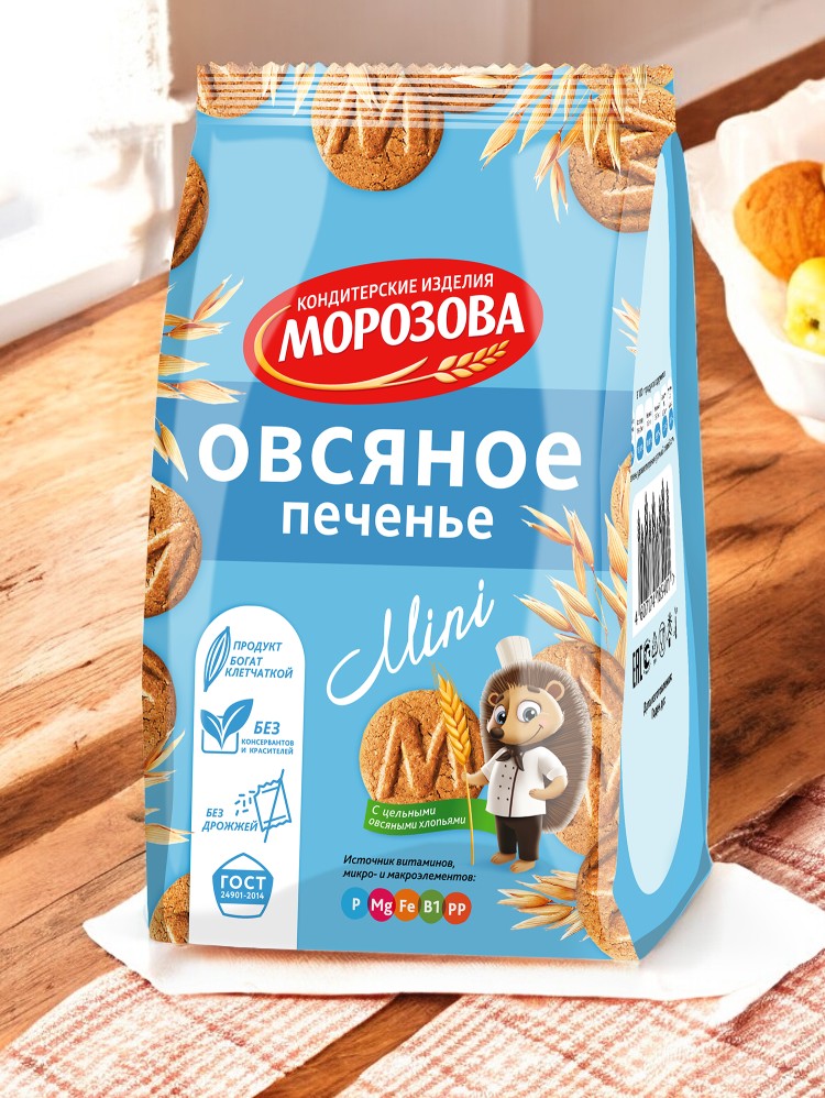 печенье Морозова овсяное классическое мини 0,150гр  ПОШТУЧНО! (12 шт  в корб. )