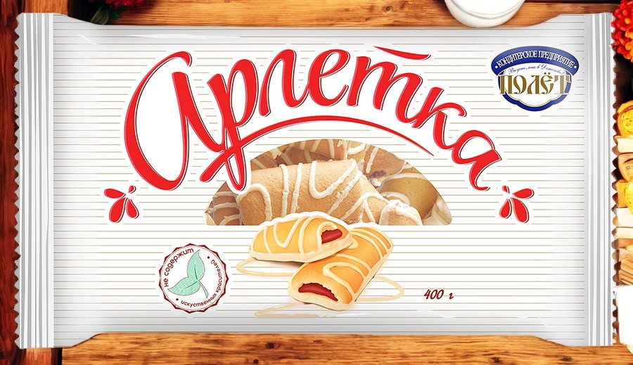 печенье Полет сдобное арлетка с начинкой декор.белой глазурью 0,400*1шт! ПОШТУЧНО! (12 шт в корб. )