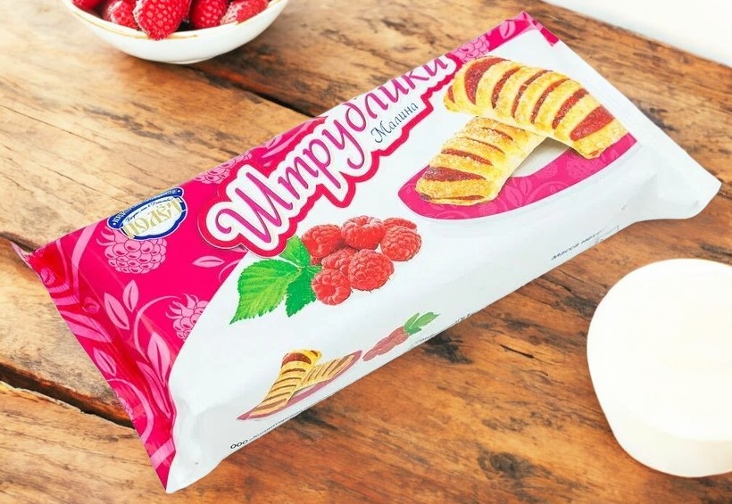 печенье Полет слоёный десерт штрудлики с малиной 0,200*1шт! ПОШТУЧНО! (14шт  в корб. )