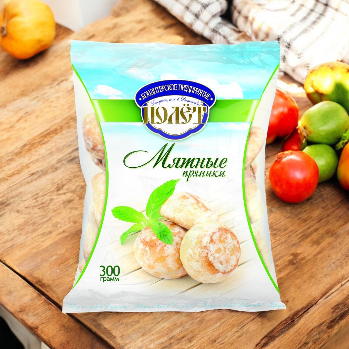 пряники ПОЛЕТ мятные 0,300гр ПОШТУЧНО! (15 шт в корб. )