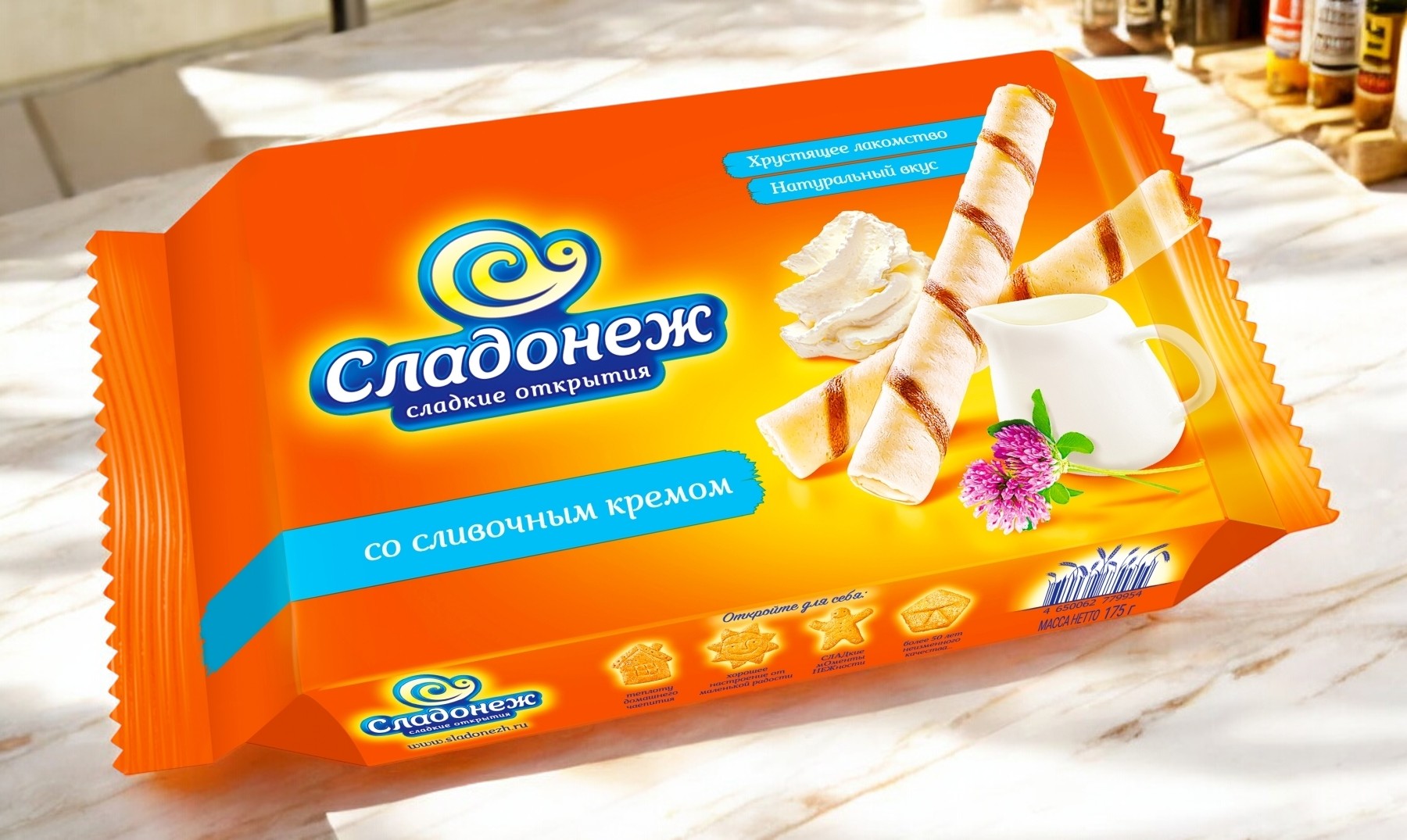 ваф.труб. СЛАДОНЕЖ со сливочным кремом 0,175*1шт! ПОШТУЧНО! (16штук в корб.) ТМ08