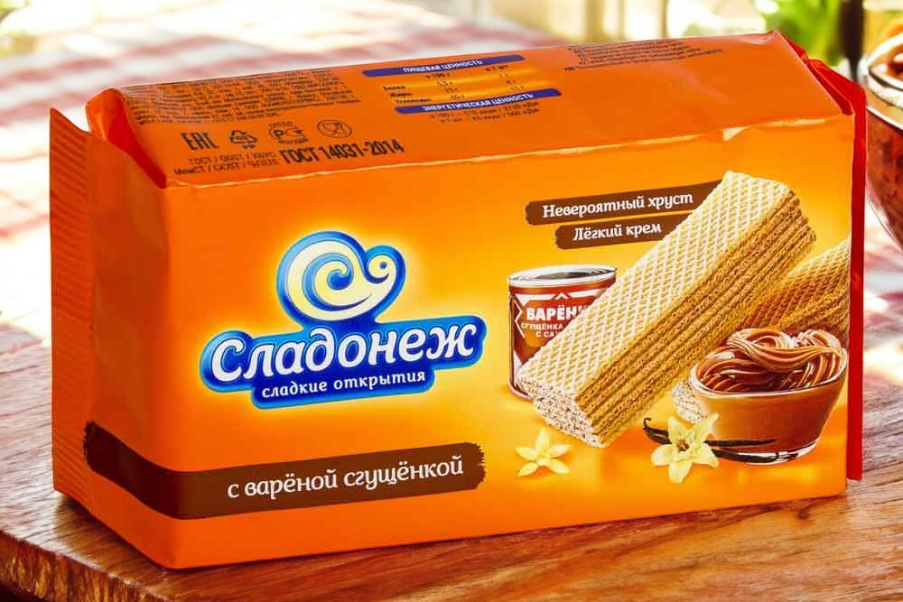 вафли СЛАДОНЕЖ с вареной сгущенкой 0,170*1шт! ПОШТУЧНО! (24штук в корб.)*** ТМ06
