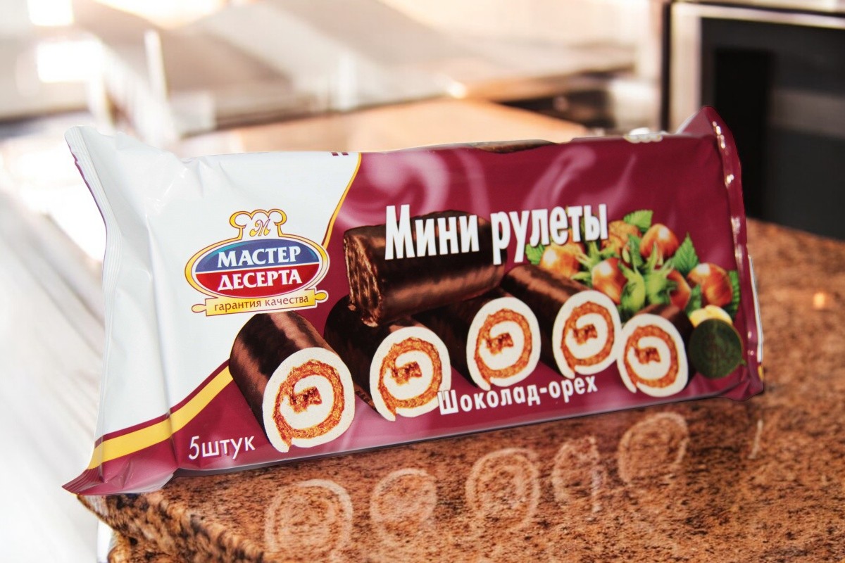 Мини-рулеты “Мастер Десерта” с крем.нач. шоколадно-ореховой 0,175гр. ПОШТУЧНО! (15 шт в корб. )