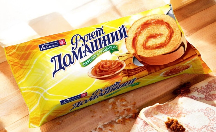 Рулет “Домашний” с кремом варёная сгущенка 0,150гр ПОШТУЧНО! (15 шт в корб.)
