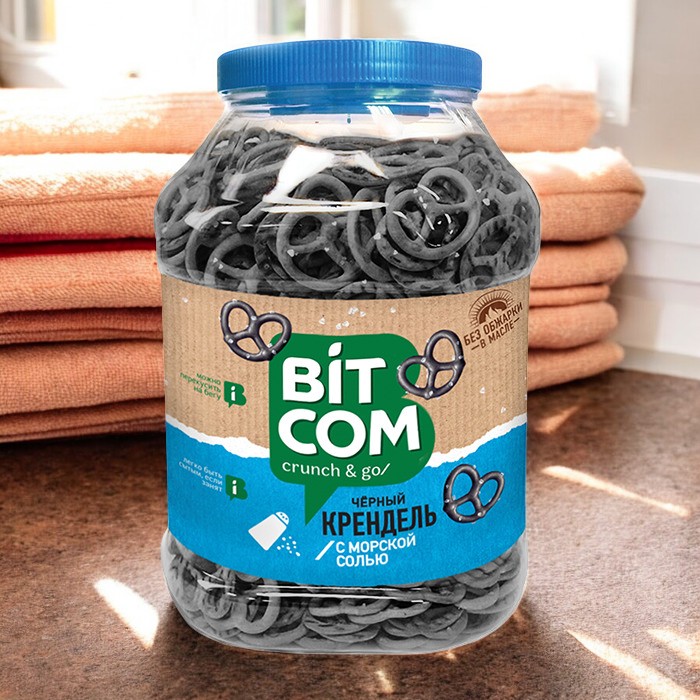 крендель ОЗБИ черный с морской солью ” Bitcom” ПОШТУЧНО!! 0,460гр *4 шт ( 1,84кг)