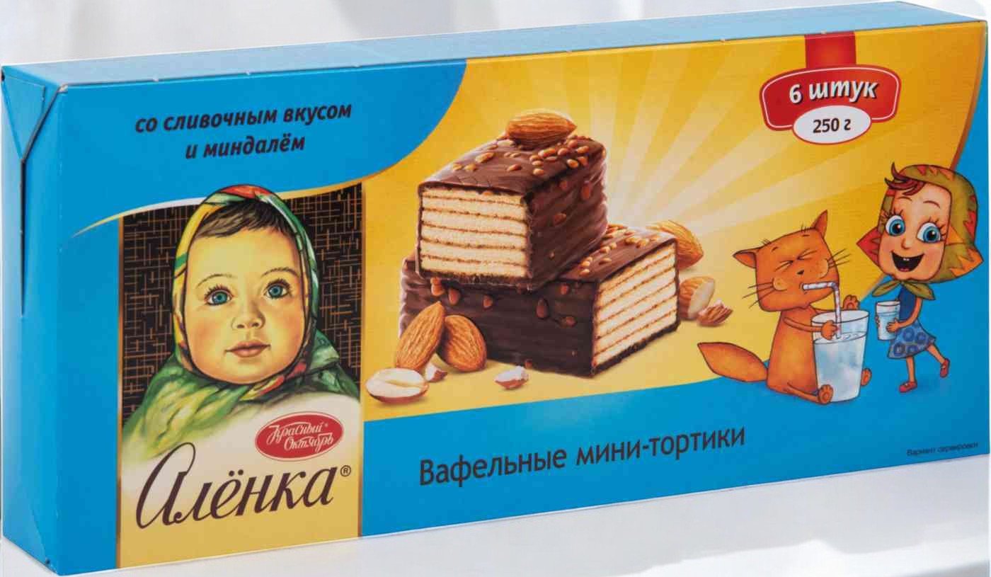 торт Красный Октябрь Алёнка со сливочным вкусом и миндалем  0,250*1шт! ПОШТУЧНО! (6 шт  в корб. )