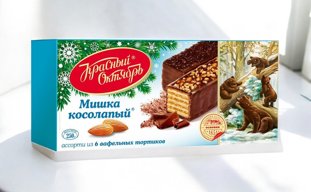 торт Красный Октябрь Мишка косолапый 0,250гр ПОШТУЧНО! (6 шт в корб. )