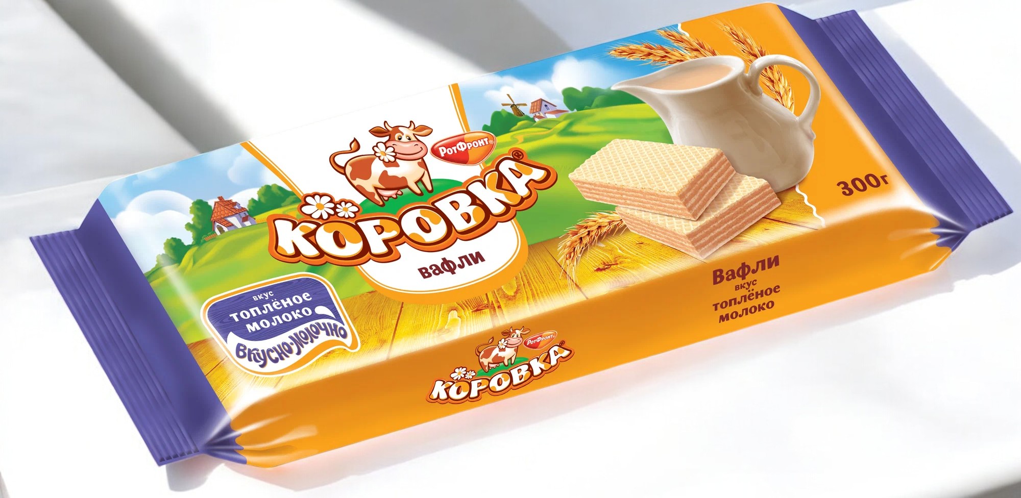 вафли Рот Фронт Коровка вкус топл.мол. 0,300*1шт! ПОШТУЧНО! (11 шт в корб.)