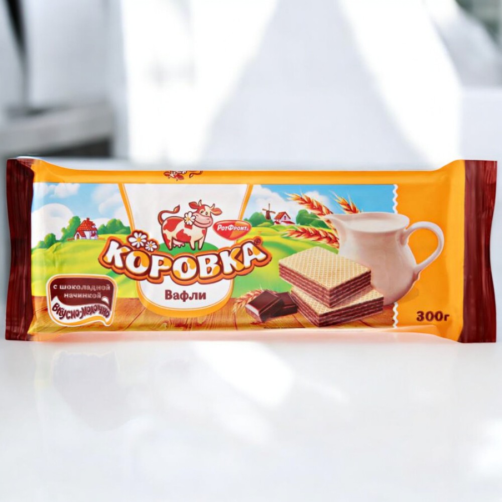 вафли Рот Фронт Коровка с шок. нач. 0,300*1шт! ПОШТУЧНО! (11 шт в корб. )
