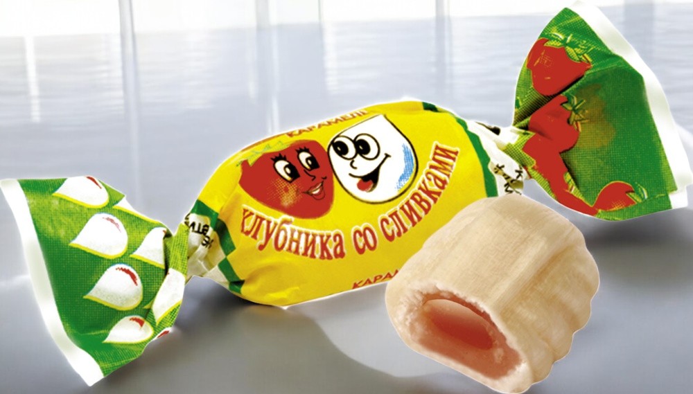 карамель Клубника со сливками 0,200*1шт! ПОШТУЧНО! (12шт. в коробке)