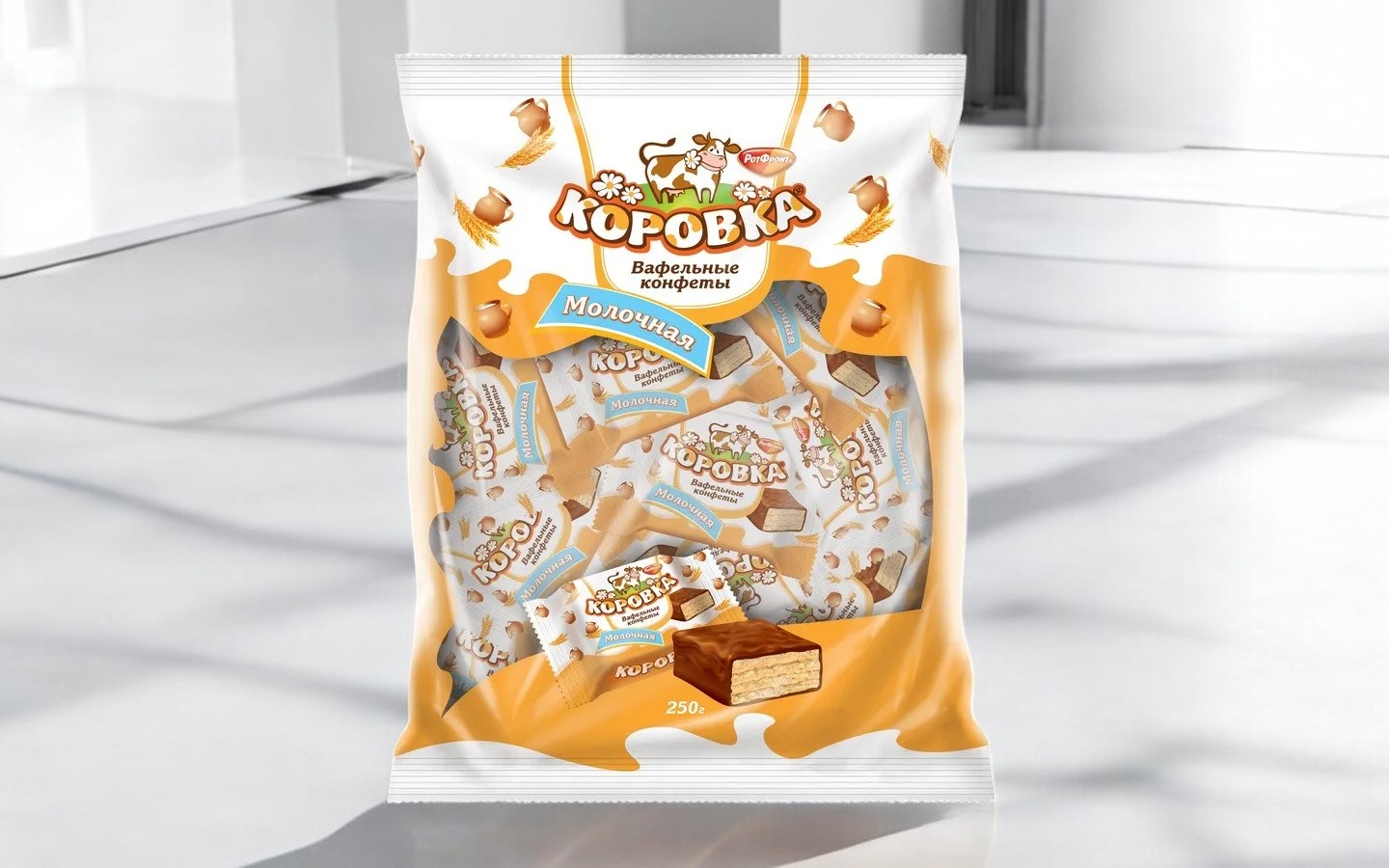 конфеты Коровка вафельная молочная 0,250*1!ПОШТУЧНО (6шт. в коробке) Рот Фронт